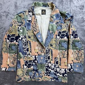 Vintage San Moire Jacket Womens Medium Pastel Geometric Art Abstract Blazer